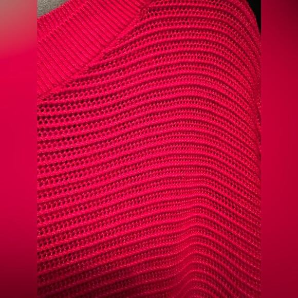 Express Red Batwing Sleeve Sheer Open Knit Sweater Sz XS - Picture 4 of 13